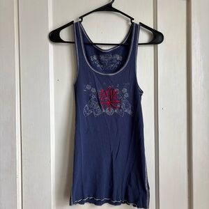 Navy Blue Graphic Tank Top